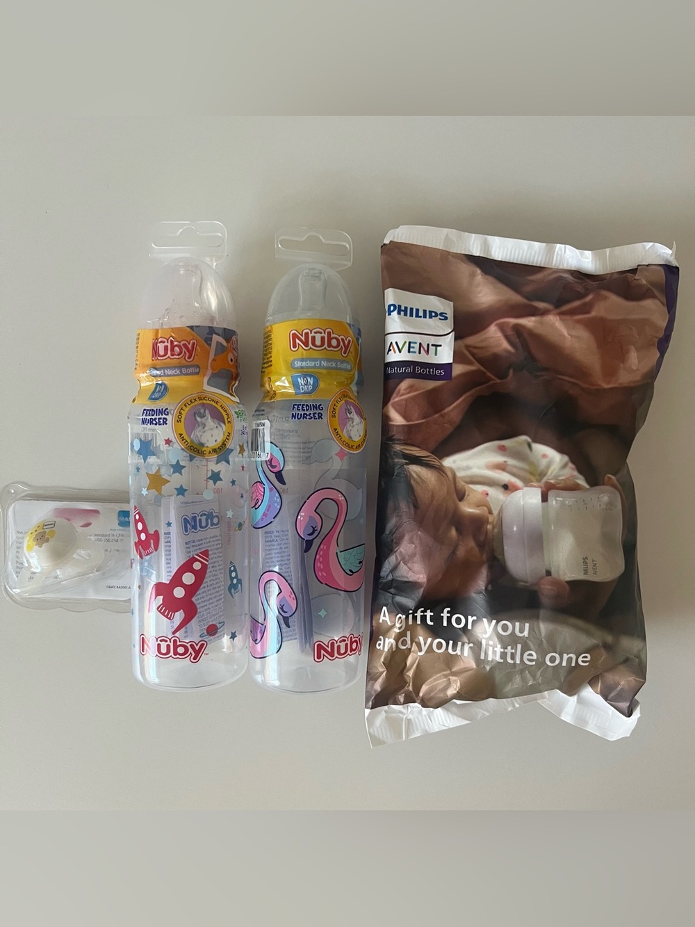 Pack of 3 Baby Bottles and 1 Pacifier - All items are unopened / NWT